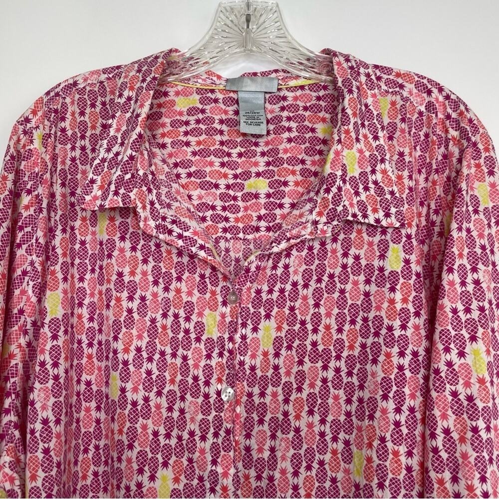 Catherines Pineapple Pattern Button Down Women's … - image 2